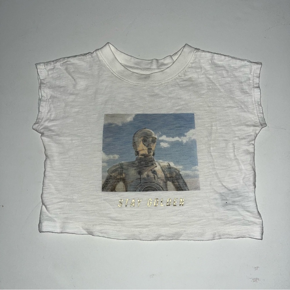C3-P0 Tank Top - Gap Kids XS - Stay Golden Retro-Style Star Wars Graphic Tee